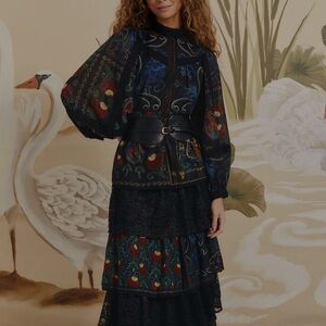 NWT FARM Rio Multicolor tiered Maxi Dress